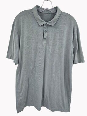 Lululemon Mens Polo Shirt Size XL Light Gray 3 Button Casual Performance